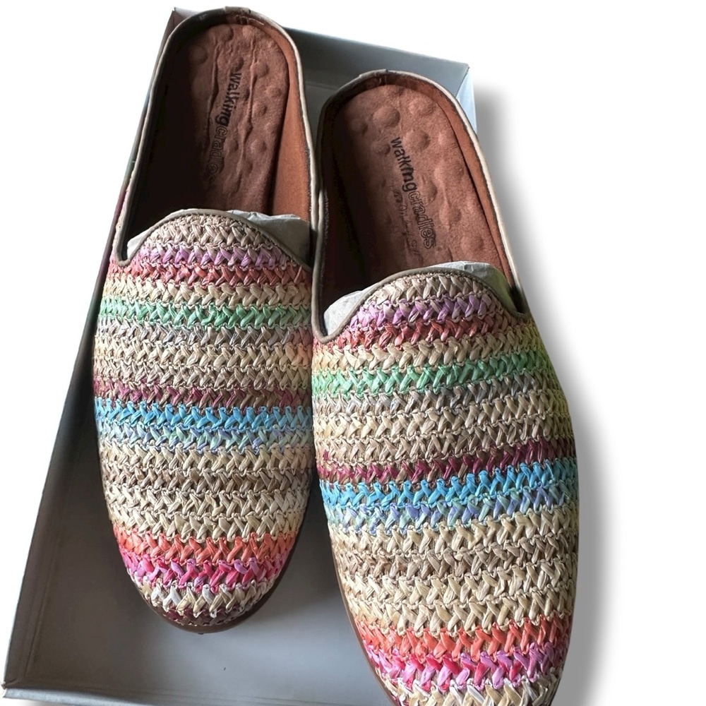 Walking Cradles Women Sz 11 M Woven Comfortable Mules Slip On Shoes Multicolored